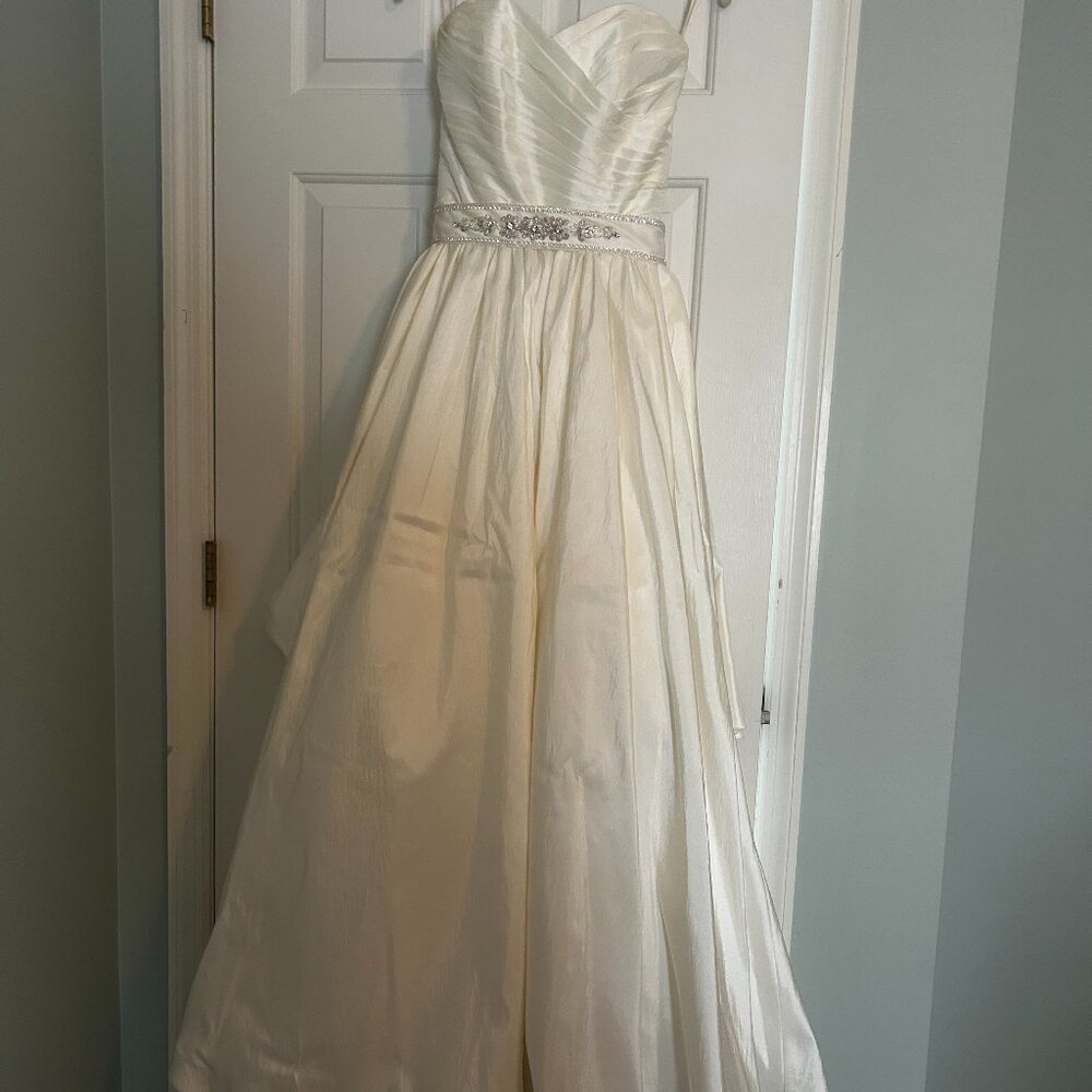 Wedding Gown with Veil and Beaded Belt from Bridal Warehouse